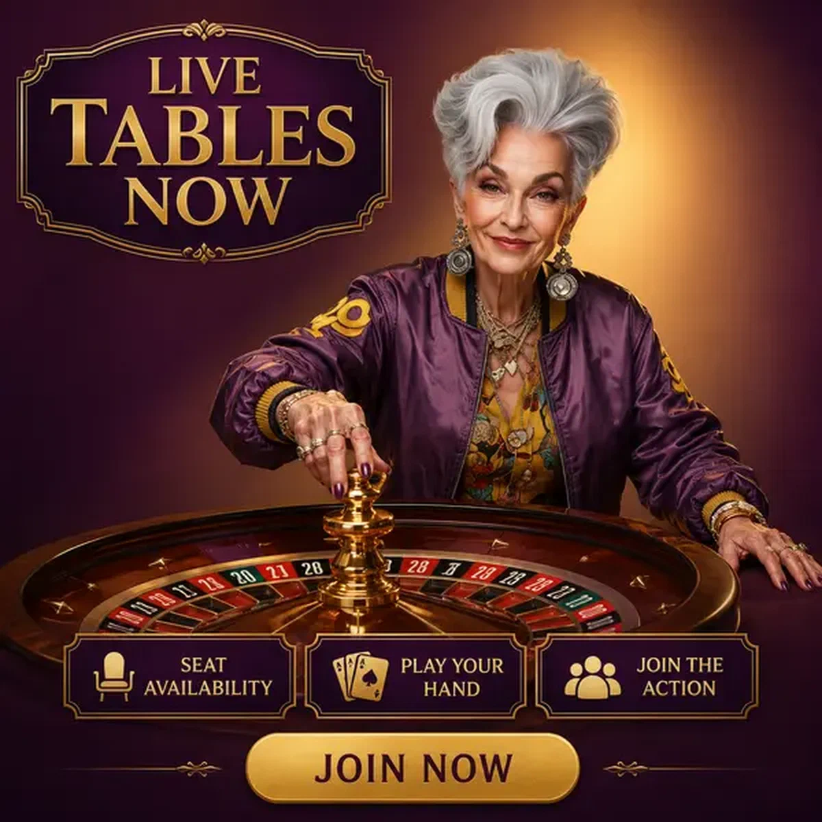 Crupier elegante girando la rueda de ruleta en las mesas en vivo disponibles ahora del casino en vivo